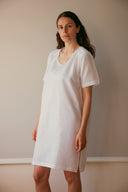 Bolette Nachtkleid - Weiß Fein Gestreift