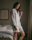 Gertrud Shorts - Seersucker Grau Gestreift