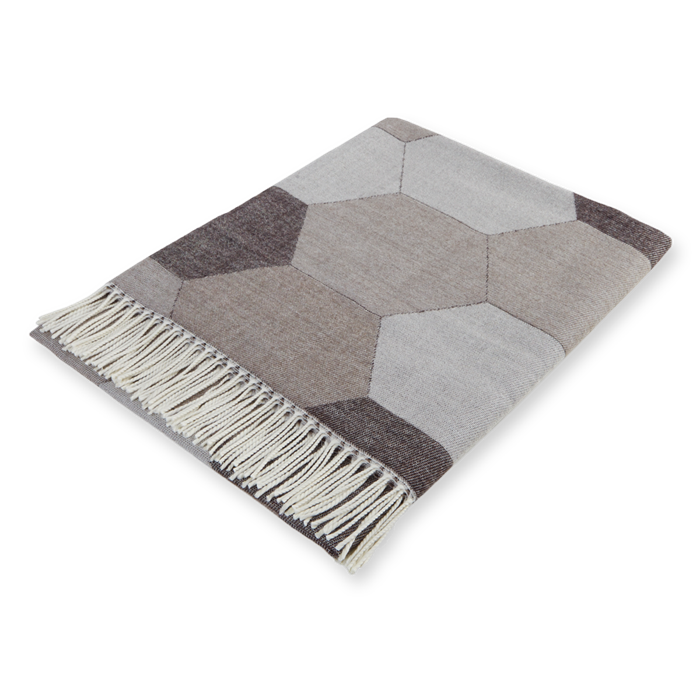 Hexagonale Wolldecke - Beige