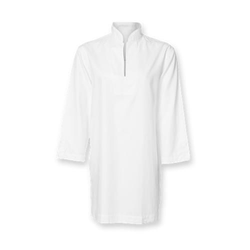 Anna Nachthemd – Satingewebt Schmaler Streifen - Weiß